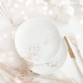 Zestaw 2 Talerzy nakrapiany złotem Biały talerz porcelanowy Nadzwyczajnie.pl ze złotym zdobieniem i napisem 2 y nakrapiany złotem