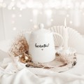 Biały dzbanek porcelanowy 1 litra - motyw złotego serca z napisem herbatki dla miłośnika herbaty na urodziny Biały produkt porcelanowy Nadzwyczajnie.pl ze złotym sercem i napisem Dzbanek 1 litr - Herbatki