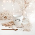 Biały kubek porcelanowy 300 ml - napis dzień dobry kocham cię z małym liternictwem ze złotym sercem na rocznicę dla ukochanej osoby Zbliżenie na złote zdobienie serca na białym kubku porcelanowym Dzień dobry Kocham cię ( mały napis) Nadzwyczajnie.pl