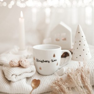 Kubek 300 ml - Christmas time  ZŁOTE CHOINKI