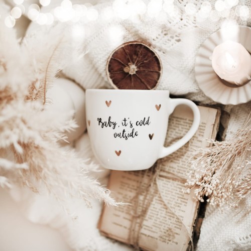 Kubek 300 ml - ZŁOTE SERCA - Baby it's cold outside