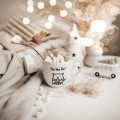 Kubek 300 ml - Ho ho ho Kubek porcelanowy ze złotym zdobieniem Ho ho ho Nadzwyczajnie.pl — widok z boku na białym tle
