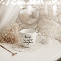 Kubek 300 ml - Kubek do dialogu małżeńskiego ZŁOTE SERCE Biały kubek porcelanowy Nadzwyczajnie.pl ze złotym sercem i napisem Kubek do dialogu małżeńskiego — 300 ml