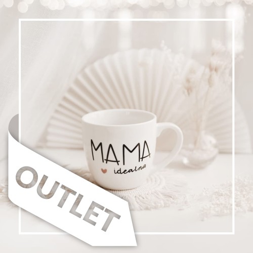 Biały kubek porcelanowy Nadzwyczajnie.pl ze złotym sercem i napisem Mama idealna OUTLET — 300 ml