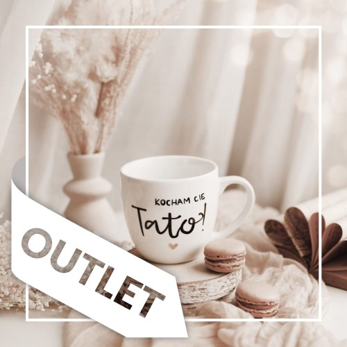 Biały kubek porcelanowy Nadzwyczajnie.pl ze złotym sercem i napisem Kocham Cię Tato OUTLET — 300 ml