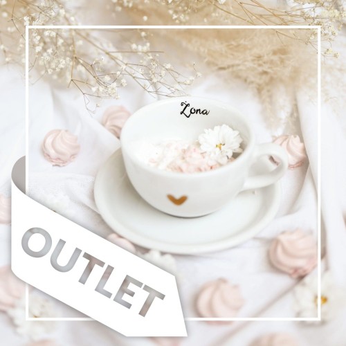 Biały filiżanka porcelanowa Nadzwyczajnie.pl ze złotym sercem i napisem ze spodkiem - Żona OUTLET — 250 ml