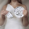 Ręcznie malowana filiżanka 200 ml ze spodkiem z CIENKIM RANTEM - Czarne kropki ZDOBIONA ZŁOTEM Filiżanka porcelanowa ze złotym zdobieniem Ręcznie malowana ze spodkiem z CIENKIM RANTEM - Czarne kropki ZDOBIONA ZŁOTEM