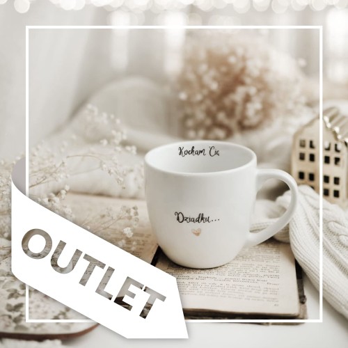 Biały kubek porcelanowy Nadzwyczajnie.pl ze złotym zdobieniem i napisem Kocham Cię Dziadku OUTLET — 300 ml