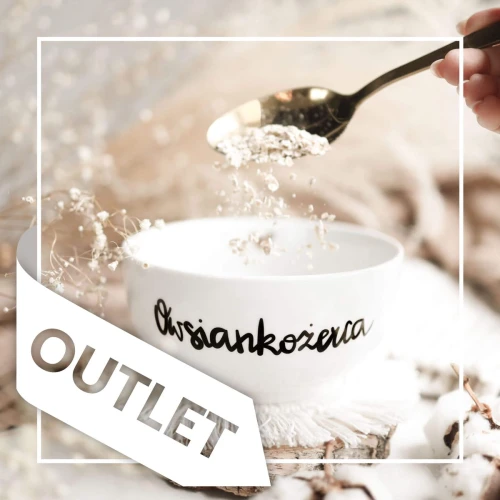 Biały produkt porcelanowy Nadzwyczajnie.pl ze złotym sercem i napisem Miska - Owsiankożerca OUTLET