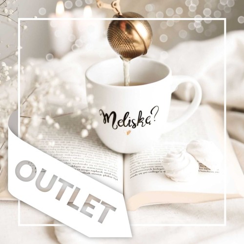 Biały kubek porcelanowy Nadzwyczajnie.pl ze złotym sercem i napisem Meliskę? OUTLET — 300 ml
