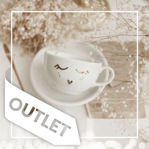 Filiżanka 250 ml ze spodkiem - złota buźka OUTLET