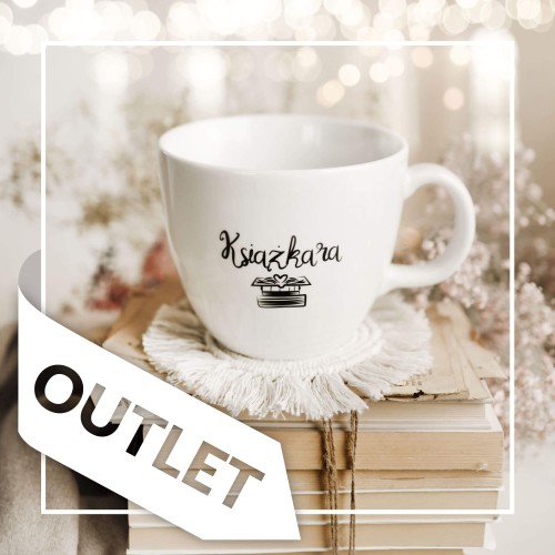 Biały kubek porcelanowy Nadzwyczajnie.pl ze złotym zdobieniem i napisem Kubek 1 litr - Książkara OUTLET