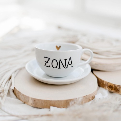 Filiżanka 250 ml ze spodkiem - ŻONA ZŁOTE SERCE