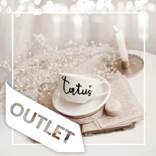 Biały filiżanka porcelanowa Nadzwyczajnie.pl ze złotym sercem i napisem ze spodkiem - Tatuś OUTLET — 250 ml