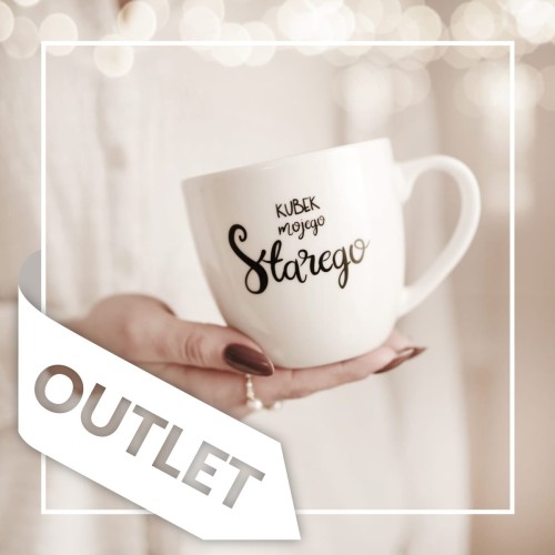 Biały kubek porcelanowy Nadzwyczajnie.pl ze złotym zdobieniem i napisem Kubek mojego Starego OUTLET — 300 ml
