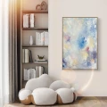 New beautiful chaos 60x70 - obraz abstrakcja, obraz ręcznie malowany, kolorowy, pastelowy, odcienie błekitu, bieli i różu Zbliżenie na złote zdobienie na białym produkcie porcelanowym New beautiful chaos 60x90 - obraz abstrakcja Nadzwyczajnie.pl