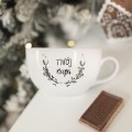Personalizowana filiżanka 350 ml z talerzykiem Twój napis ze świątecznym motywem Filiżanka porcelanowa ze złotym zdobieniem Personalizowana z ykiem Twój napis ze świątecznym motywem Nadzwyczajnie.pl —