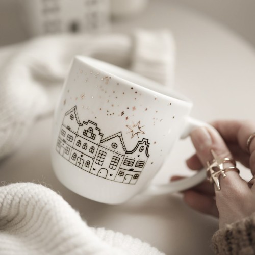 Kubek 300 ml - Zimowe domki ZŁOTE ZDOBIENIA