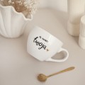 Biały Kubek Porcelanowy 500 ml - Napis Na Zawsze Twoja ze Złotym Sercem dla Partnerki na Walentynki Kubek porcelanowy ze złotym zdobieniem Biały Kubek Porcelanowy 500 ml - Napis Na Zawsze Twoja ze Złotym Sercem dla