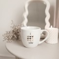 Biały Kubek Porcelanowy 300 ml - Napis I Love You ze Złotymi Sercami dla Zakochanych na Walentynki Kubek porcelanowy ze złotym zdobieniem Biały Kubek Porcelanowy 300 ml - Napis I Love You ze Złotymi Sercami dla