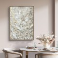 Cicha jasność 50x70 - obraz strukturalny ze złotem, abstrakcja, ręcznie malowany Biały produkt porcelanowy Nadzwyczajnie.pl ze złotym zdobieniem i napisem Cicha jasność 50x70 - obraz strukturalny ze