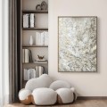 Cicha jasność 50x70 - obraz strukturalny ze złotem, abstrakcja, ręcznie malowany Eleganckie opakowanie prezentowe produktu porcelanowego ze złotym zdobieniem Nadzwyczajnie.pl — Cicha jasność 50x70 -