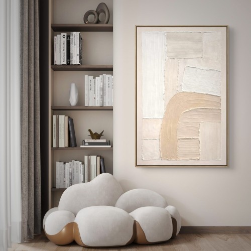 Architektura ciszy 70x120 - obraz strukturalny, abstrakcja, ręcznie malowany