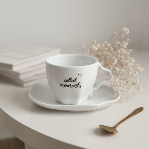 Asymetryczna filiżanka 200 ml ze spodkiem  - Collect moments ZŁOTE GWIAZDKI
