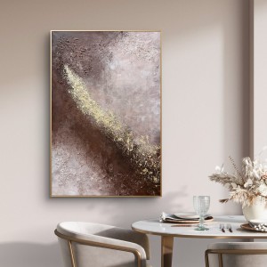 Pomiędzy oddechami 80x120 - obraz strukturalny ze złotem, abstrakcja, ręcznie malowany, w odcieniach brązu