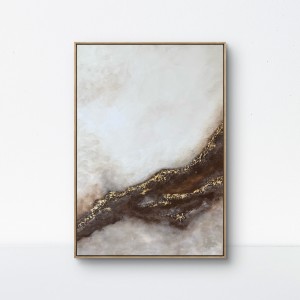 Linia harmonii 70x100 - obraz strukturalny ze złotem, abstrakcja w odcieniach brązu, ręcznie malowany, do salonu
