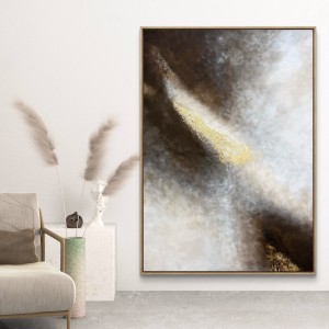 Przebłysk 100x150 -  obraz strukturalny ze złotem, abstrakcja, ręcznie malowany, w odcieniach brązu