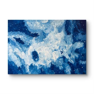 Kosmiczna mgławica 70x100  - ręcznie malowany, gwiezdne niebieskie niebo, galaktyka, obraz abstrakcja, nowoczesna dekoracja ścienna