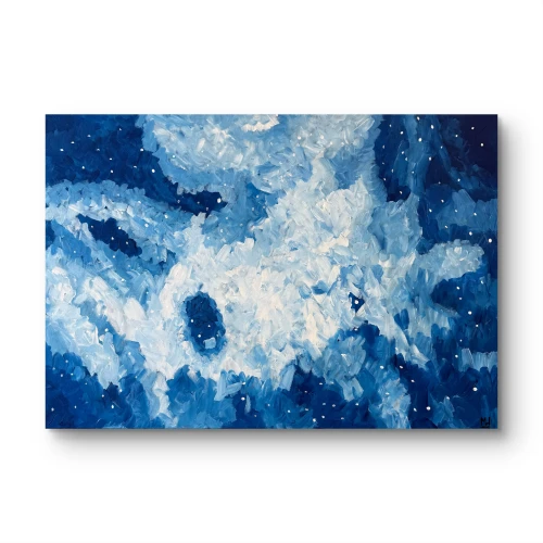 Kosmiczna mgławica 70x100  - ręcznie malowany, gwiezdne niebieskie niebo, galaktyka, obraz abstrakcja, nowoczesna dekoracja ścienna