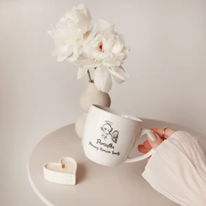 Kubek 300 ml - Pamiątka Pierwszej Komunii Świętej + Aniołek + Złote Serduszko