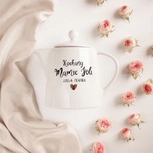 Dzbanek 1 litr - Kochanej Mamie (imię mamy) + imię dziecka/dzieci Złote Serce