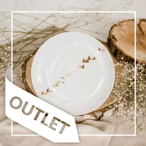 Talerz deserowo-śniadaniowy 20 cm - zdobiony złotem - Listki OUTLET