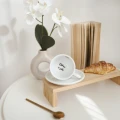 Biała Filiżanka Porcelanowa Espresso ze Spodkiem 100 ml z napisem ta krawędzi Tato, a na dnie Dobrze, że jesteś. Złote serce na froncie 3P4A0661.webp