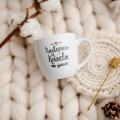 Kubek 300 ml - Najlepsza kobieta na świecie ZŁOTE SERCE Kubek porcelanowy ze złotym sercem Najlepsza kobieta na świecie Nadzwyczajnie.pl — widok z boku na białym tle