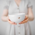 Zestaw obiadowo-deserowy na 6 osób - ZŁOTE SERCE Biały zestaw ze złotym sercem Nadzwyczajnie.pl obiadowo-deserowy na 6 osób — porcelana premium