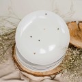 Zestaw deserowy na 6 osób - ZŁOTE SERDUSZKA Biały zestaw ze złotym zdobieniem Nadzwyczajnie.pl deserowy na 6 osób - ZŁOTE SERDUSZKA — porcelana premium