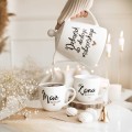 Zestaw Białych Naczyń Porcelanowych z Personalizacją 1 litra + 300 ml - Dzbanek do Dialogu Małżeńskiego i 2 Kubki Napisy Mąż i Żona z Datą oraz Motywem Złotego Serca na Każdą Okazję dla Nowożeńców Zestaw porcelanowy ze złotym sercem ślubny : Dzbanek 1 litr do dialogu małżeńskiego zestaw kubków 300 ml Mąż Żona z datą