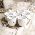 Biały kubek porcelanowy 300 ml - napis radość ze złotym sercem dla przyjaciółki na urodziny Personalizowany kubek porcelanowy ze złotym sercem jako idealny prezent — porcelana premium Nadzwyczajnie.pl