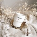 Biały kubek porcelanowy bez ucha 300 ml - motyw kapucziny ze złotym sercem dla miłośniczki kawy na urodziny Personalizowany kubek porcelanowy ze złotym sercem jako idealny prezent — porcelana premium Nadzwyczajnie.pl