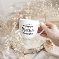 Biały Kubek Porcelanowy 300 ml - Motyw Złotego Serca i Napis Najlepsza Matka Chrzestna dla Matki Chrzestnej na Chrzest Kubek porcelanowy ze złotym zdobieniem Biały Kubek Porcelanowy 300 ml - Motyw Złotego Serca i Napis Najlepsza Matka