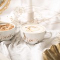 Zestaw filiżanek 250 ml ze spodkami - Mąż Żona ZŁOTY NAPIS Filiżanka porcelanowa ze złotym zdobieniem filiżanek 250 ml ze spodkami - Mąż Żona ZŁOTY NAPIS Nadzwyczajnie.pl — widok z