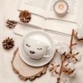 Filiżanka 250 ml ze spodkiem - złote usta Biały filiżanka porcelanowa Nadzwyczajnie.pl ze złotym zdobieniem i napisem ze spodkiem - złote usta — 250 ml