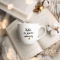 Kubek 300 ml - Kubek na jesienne wieczory ZŁOTE SERCE Biały kubek ze złotym sercem Nadzwyczajnie.pl Kubek na jesienne wieczory — porcelana premium 300 ml