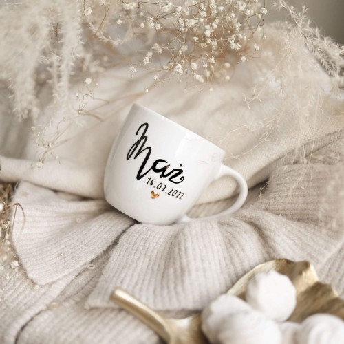 Kubek 300 ml - Mąż z datą ZŁOTE SERCE