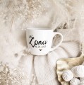 Kubek 300 ml - Żona z datą ZŁOTE SERCE Biały kubek porcelanowy Nadzwyczajnie.pl ze złotym sercem i napisem Żona z datą — 300 ml