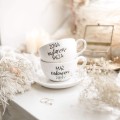 Zestaw 2 białych filiżanek porcelanowych 250 ml ze spodkami - napisy żona najlepszego męża i mąż cudownej żony ze złotym sercem na rocznicę ślubu dla małżeństwa Biały filiżanka porcelanowa Nadzwyczajnie.pl ze złotym sercem i napisem filiżanek 250 ml ze spodkami - żona najlepszego